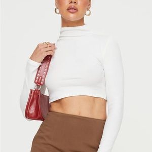 Princess Polly Nicola Long Sleeve Crop Top in White